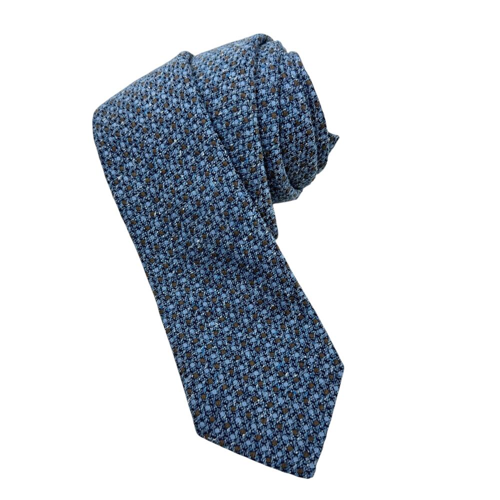 NWT Suitsupply Textured Knit Wool & Silk Tie Blue Dot